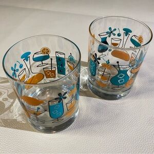 Shag Old Fashioned Cocktail Glass – Orange & Turquoise (Set of 2)